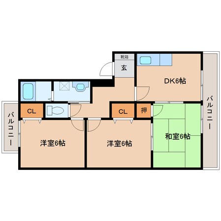 大和八木駅 徒歩10分 3階の物件間取画像